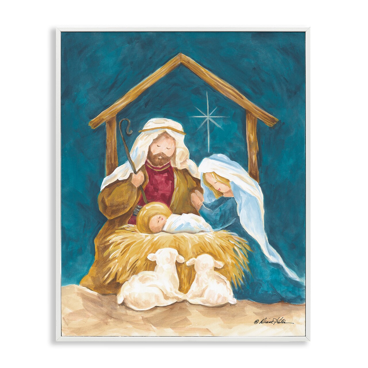 Stupell Industries Comforting Nativity Painting Framed Giclee, design by Diane Kater